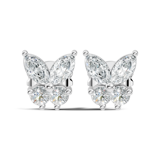 Stunning Marquise & Round Natural Diamond 14k Solid Gold Elegance Vintage Earrings For Birthday Gift - HIGHCARAT DIAMONDS