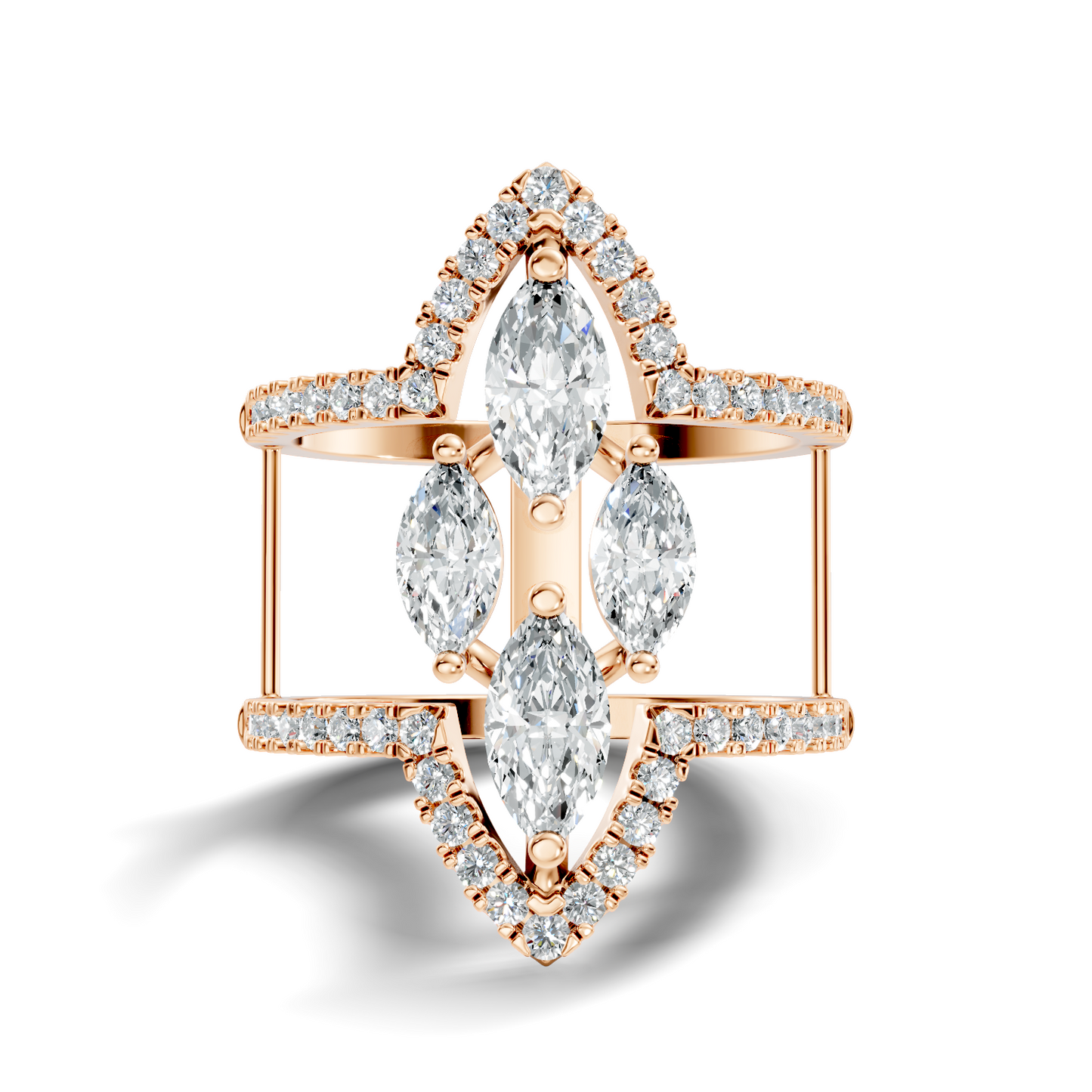 1.71Ct Marquise and Round Cut Top Grade Diamond Antique Vintage Art Deco Cluster Party Wear Ring For Her - HIGHCARAT DIAMONDS
