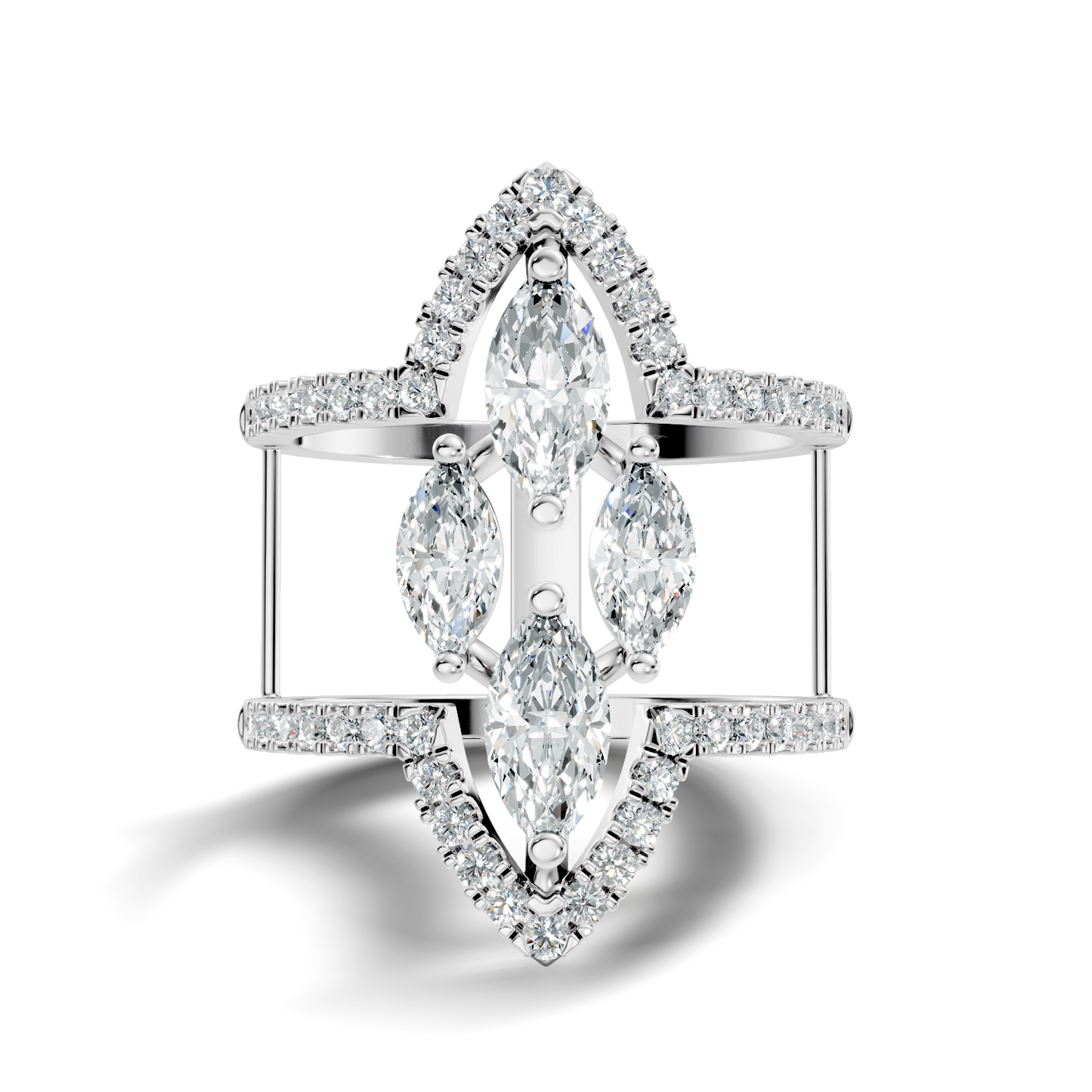 1.71Ct Marquise and Round Cut Top Grade Diamond Antique Vintage Art Deco Cluster Party Wear Ring For Her - HIGHCARAT DIAMONDS