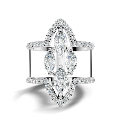 1.71Ct Marquise and Round Cut Top Grade Diamond Antique Vintage Art Deco Cluster Party Wear Ring For Her - HIGHCARAT DIAMONDS