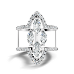 1.71Ct Marquise and Round Cut Top Grade Diamond Antique Vintage Art Deco Cluster Party Wear Ring For Her - HIGHCARAT DIAMONDS