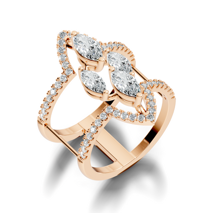 1.71Ct Marquise and Round Cut Top Grade Diamond Antique Vintage Art Deco Cluster Party Wear Ring For Her - HIGHCARAT DIAMONDS