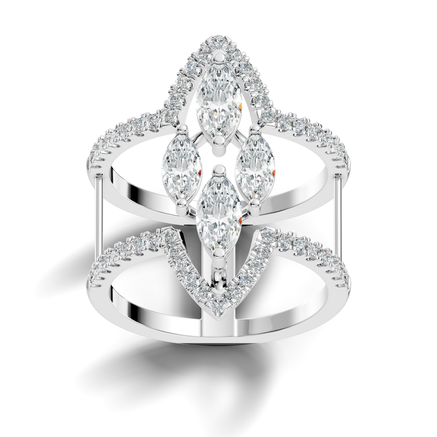 1.71Ct Marquise and Round Cut Top Grade Diamond Antique Vintage Art Deco Cluster Party Wear Ring For Her - HIGHCARAT DIAMONDS