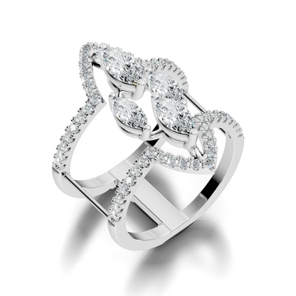 1.71Ct Marquise and Round Cut Top Grade Diamond Antique Vintage Art Deco Cluster Party Wear Ring For Her - HIGHCARAT DIAMONDS