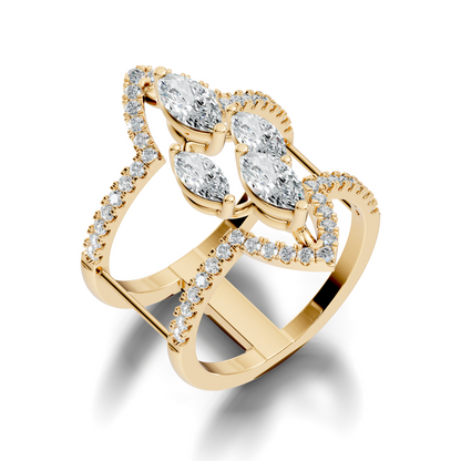 1.71Ct Marquise and Round Cut Top Grade Diamond Antique Vintage Art Deco Cluster Party Wear Ring For Her - HIGHCARAT DIAMONDS