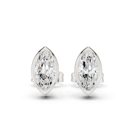Marquise Cut Lab Grown Diamond Bezel Stud Earrings