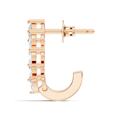 14K Gold Hoop Stud Earrings with Pear & Round Diamonds Elegant Gift for Her - HIGHCARAT DIAMONDS