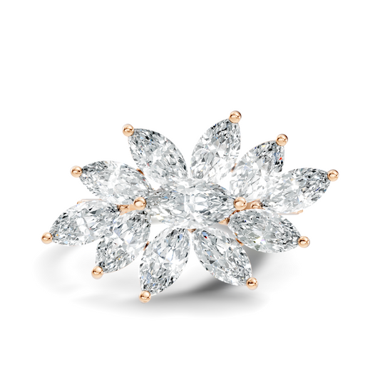 4.06t Marquise and Round Cut Diamond Unique Handcrafted Dainty Stacking Vintage Wedding Ring For Her - HIGHCARAT DIAMONDS