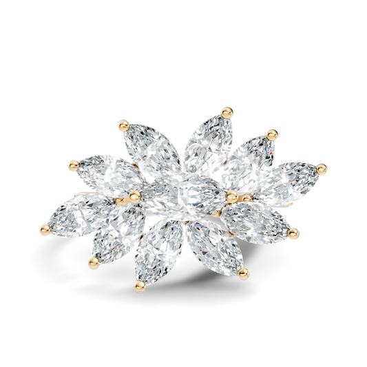 4.06t Marquise and Round Cut Diamond Unique Handcrafted Dainty Stacking Vintage Wedding Ring For Her - HIGHCARAT DIAMONDS
