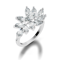 4.06t Marquise and Round Cut Diamond Unique Handcrafted Dainty Stacking Vintage Wedding Ring For Her - HIGHCARAT DIAMONDS