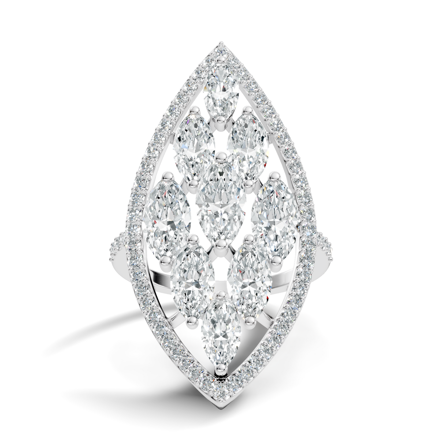 4.04Ct Marquise and Round Cut Lab Grown Diamond Art Deco Vintage Stackable Wedding Ring For Women's - HIGHCARAT DIAMONDS