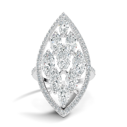 4.04Ct Marquise and Round Cut Lab Grown Diamond Art Deco Vintage Stackable Wedding Ring For Women's - HIGHCARAT DIAMONDS