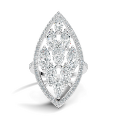 4.04Ct Marquise and Round Cut Lab Grown Diamond Art Deco Vintage Stackable Wedding Ring For Women's - HIGHCARAT DIAMONDS