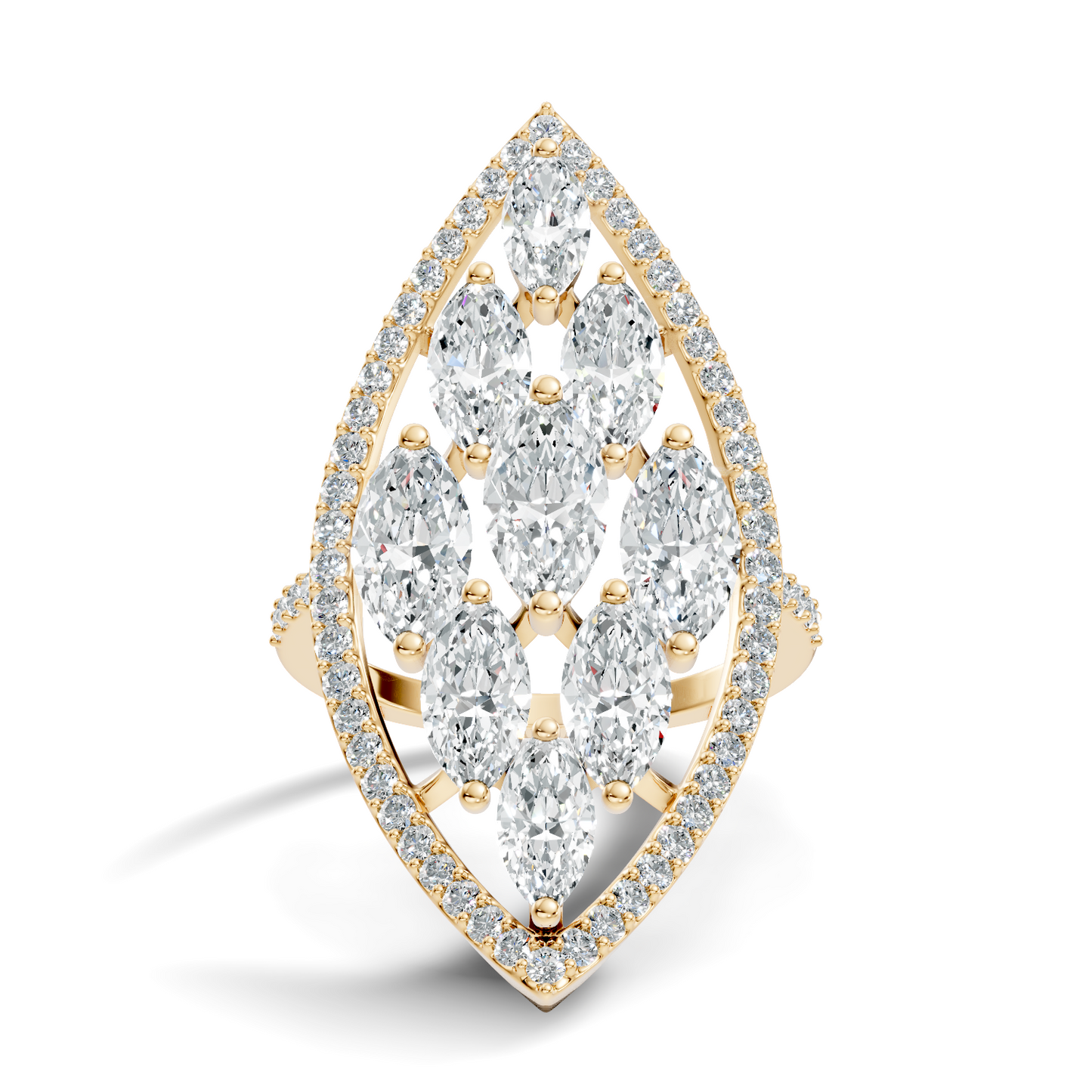 4.04Ct Marquise and Round Cut Lab Grown Diamond Art Deco Vintage Stackable Wedding Ring For Women's - HIGHCARAT DIAMONDS