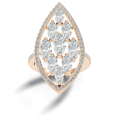 4.04Ct Marquise and Round Cut Lab Grown Diamond Art Deco Vintage Stackable Wedding Ring For Women's - HIGHCARAT DIAMONDS