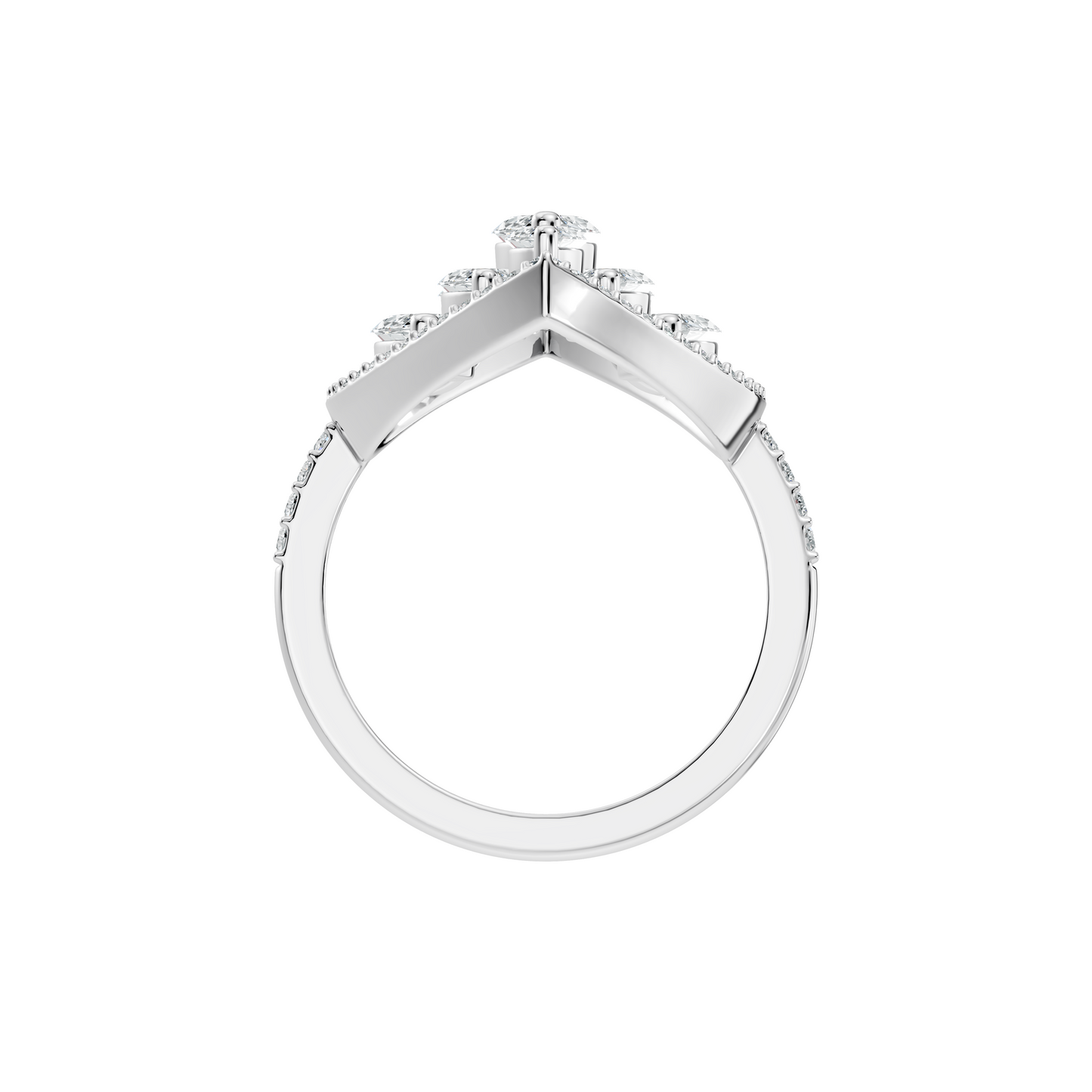 4.04Ct Marquise and Round Cut Lab Grown Diamond Art Deco Vintage Stackable Wedding Ring For Women's - HIGHCARAT DIAMONDS