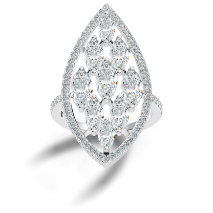 4.04Ct Marquise and Round Cut Lab Grown Diamond Art Deco Vintage Stackable Wedding Ring For Women's - HIGHCARAT DIAMONDS
