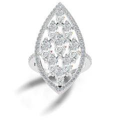4.04Ct Marquise and Round Cut Lab Grown Diamond Art Deco Vintage Stackable Wedding Ring For Women's - HIGHCARAT DIAMONDS