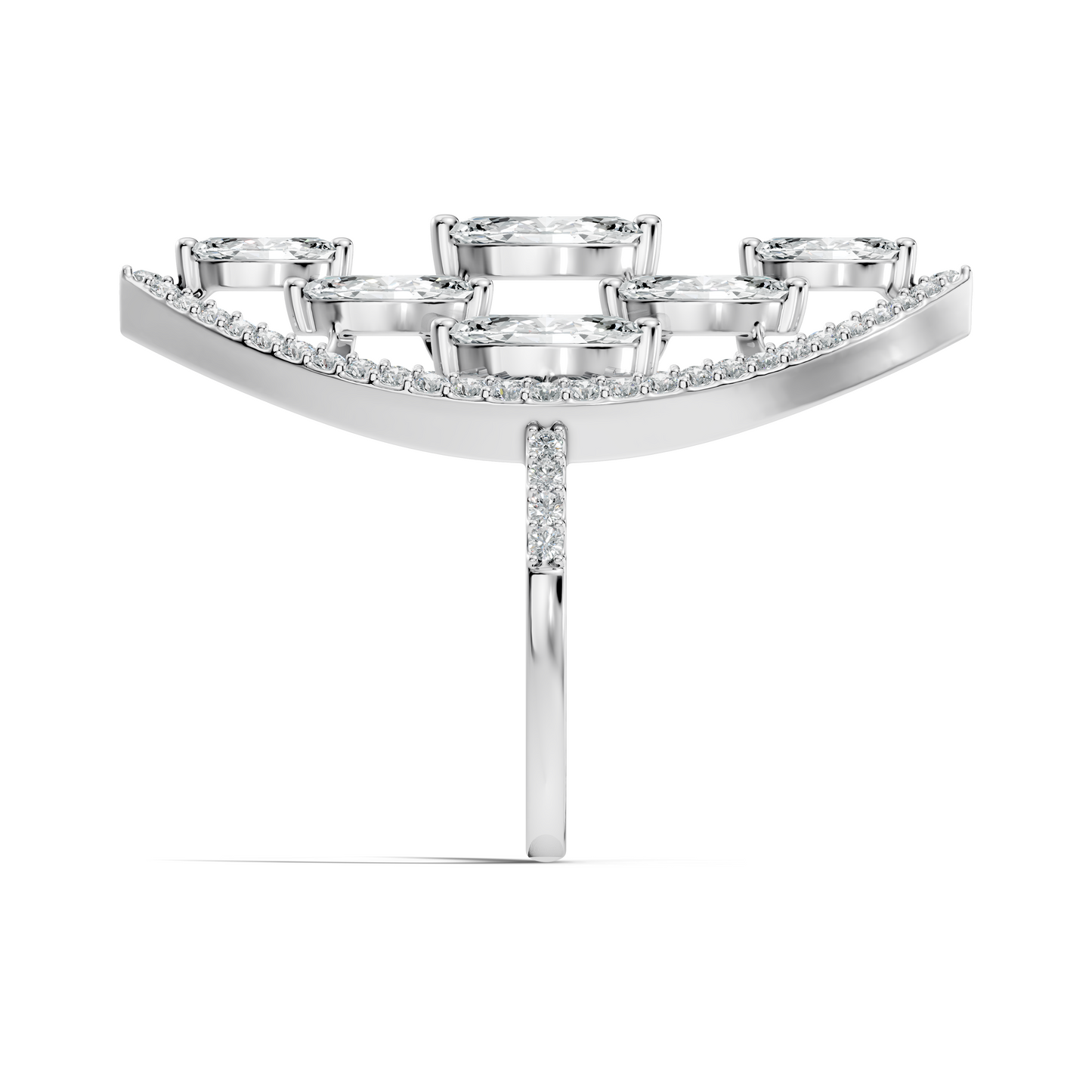 4.04Ct Marquise and Round Cut Lab Grown Diamond Art Deco Vintage Stackable Wedding Ring For Women's - HIGHCARAT DIAMONDS