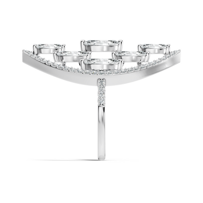 4.04Ct Marquise and Round Cut Lab Grown Diamond Art Deco Vintage Stackable Wedding Ring For Women's - HIGHCARAT DIAMONDS