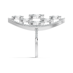 4.04Ct Marquise and Round Cut Lab Grown Diamond Art Deco Vintage Stackable Wedding Ring For Women's - HIGHCARAT DIAMONDS