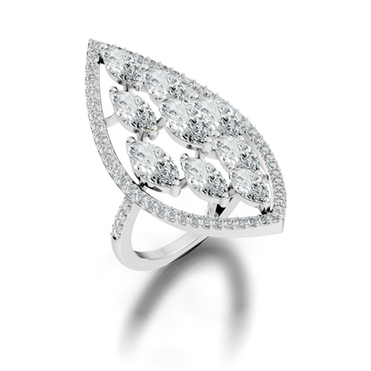 4.04Ct Marquise and Round Cut Lab Grown Diamond Art Deco Vintage Stackable Wedding Ring For Women's - HIGHCARAT DIAMONDS
