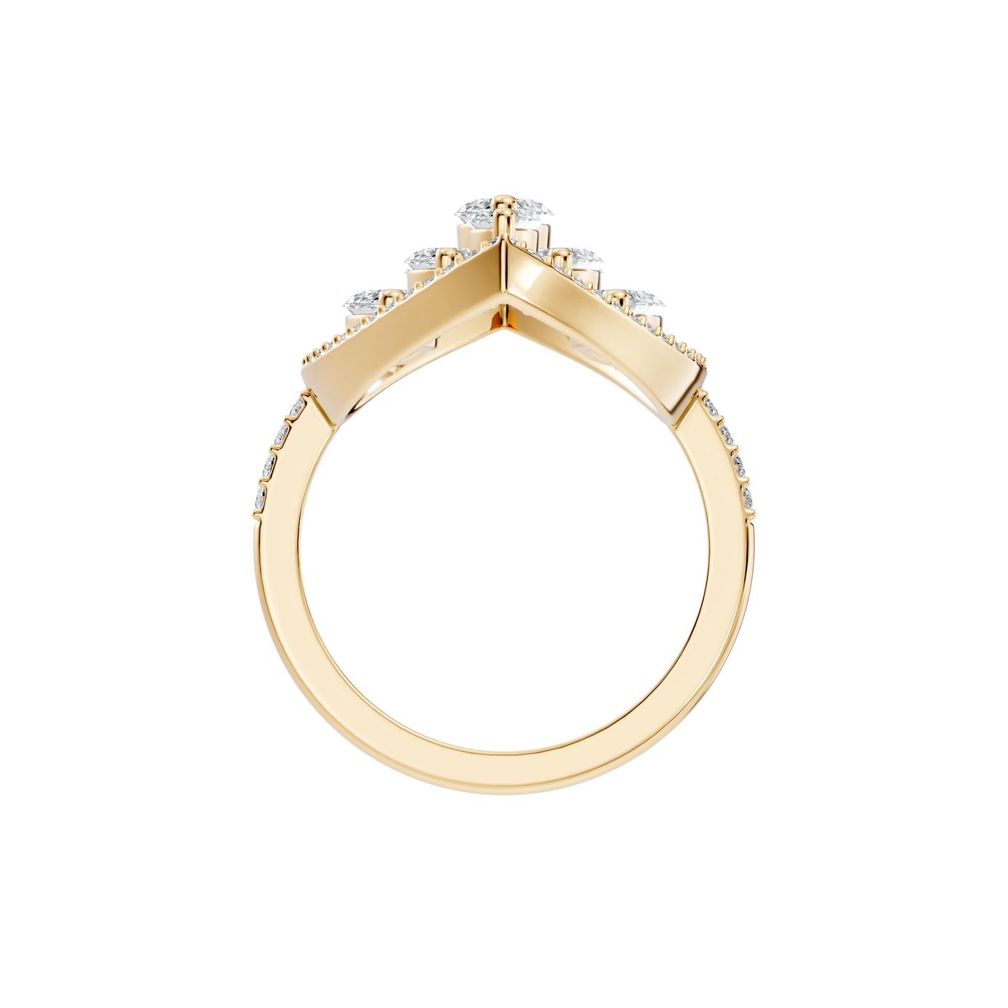 4.04Ct Marquise and Round Cut Lab Grown Diamond Art Deco Vintage Stackable Wedding Ring For Women's - HIGHCARAT DIAMONDS