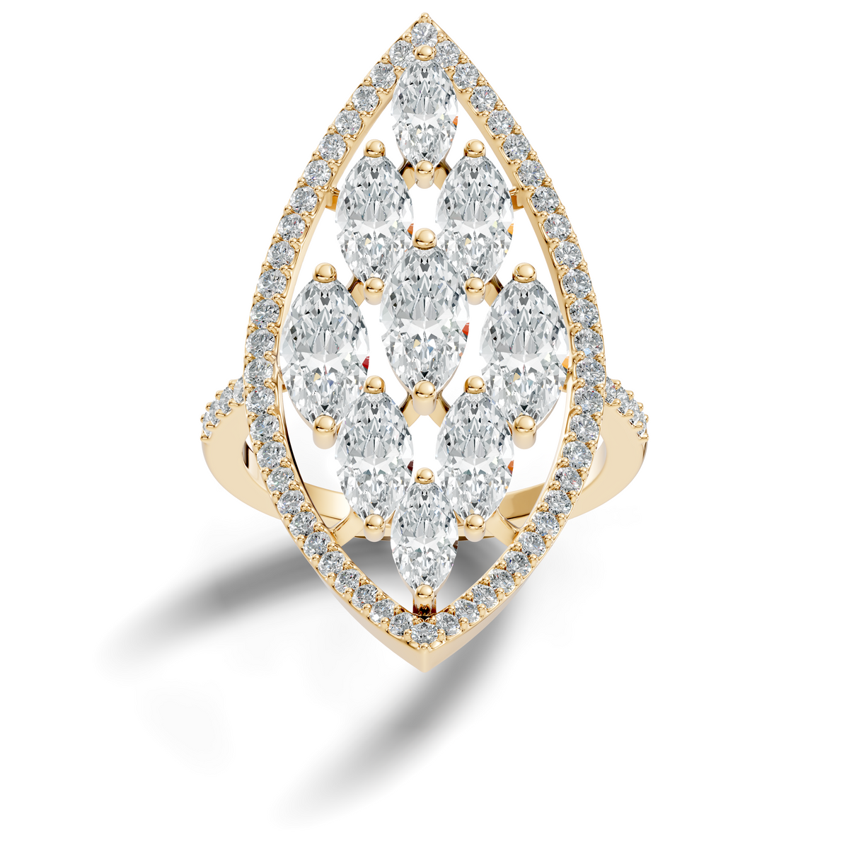 4.04Ct Marquise and Round Cut Lab Grown Diamond Art Deco Vintage Stackable Wedding Ring For Women's - HIGHCARAT DIAMONDS