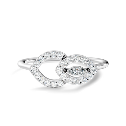 Round and Marquise Cut Lab Grown & Natural Diamond Unique Art Deco Cluster Daily Wear Ring For Her - HIGHCARAT DIAMONDS