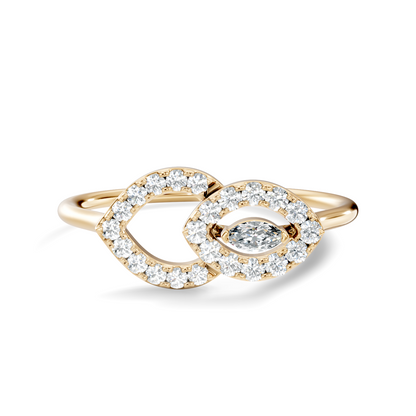 Round and Marquise Cut Lab Grown & Natural Diamond Unique Art Deco Cluster Daily Wear Ring For Her - HIGHCARAT DIAMONDS