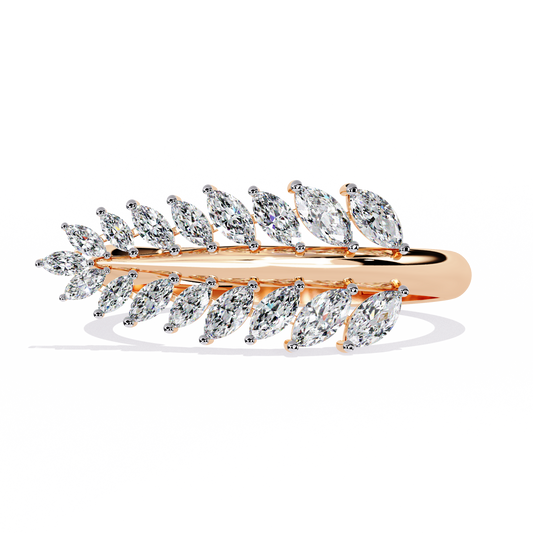 Marquise Cut Lab Grown Diamond Flora Inspired Leaf Olive Shape Antique Classics Statement Stacking Ring