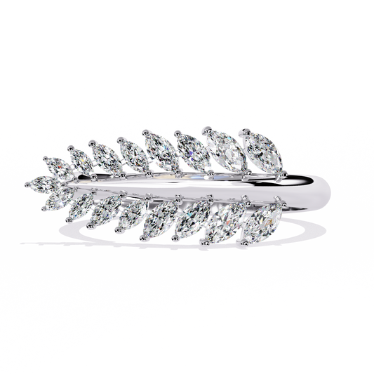 Marquise Cut Lab Grown Diamond Flora Inspired Leaf Olive Shape Antique Classics Statement Stacking Ring - HIGHCARAT DIAMONDS