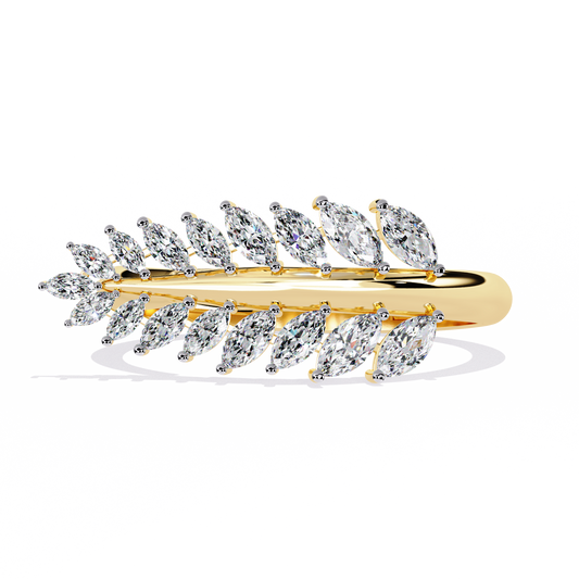 Marquise Cut Lab Grown Diamond Flora Inspired Leaf Olive Shape Antique Classics Statement Stacking Ring - HIGHCARAT DIAMONDS