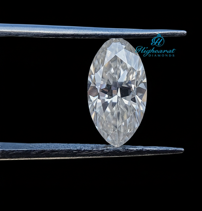 Marquise cut lab grown diamond featuring elegant Moval style proportions and brilliant sparkle