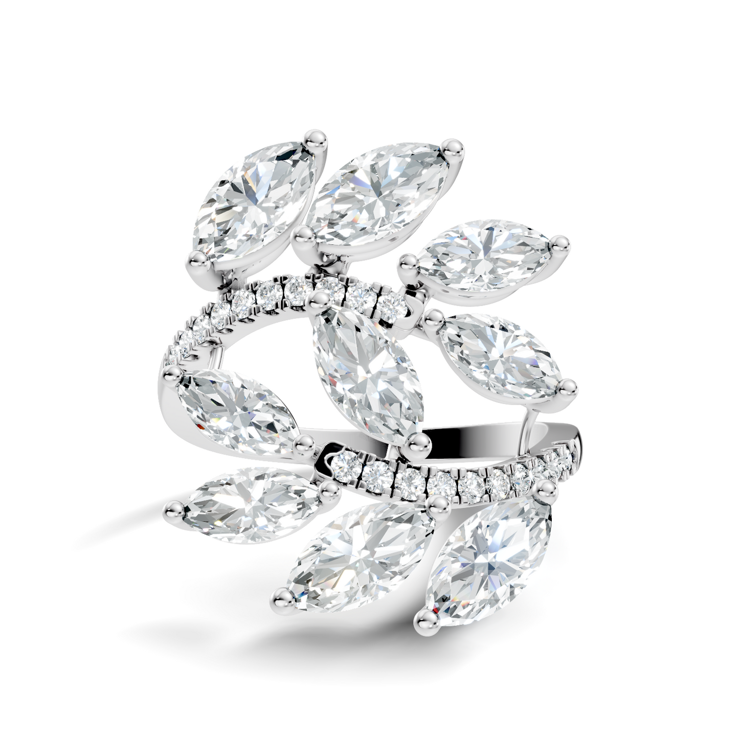 2.70Ct Marquise and Round Cut Diamond Unique Art Deco Vintage Stacking Engagement Ring For Women's - HIGHCARAT DIAMONDS