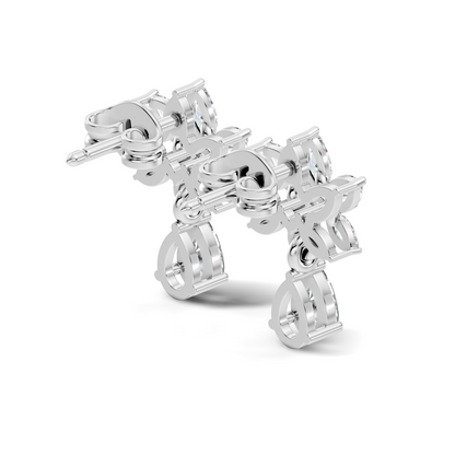 Vintage Marquise And Round Diamond Pear Drop Earring For Her In 14K Solid White Gold - HIGHCARAT DIAMONDS