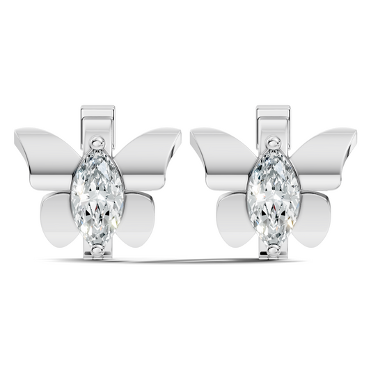 Marquise Cut Lab Grown Diamond Solitaire 14k Solid Gold Butterfly Stud Earring For Women