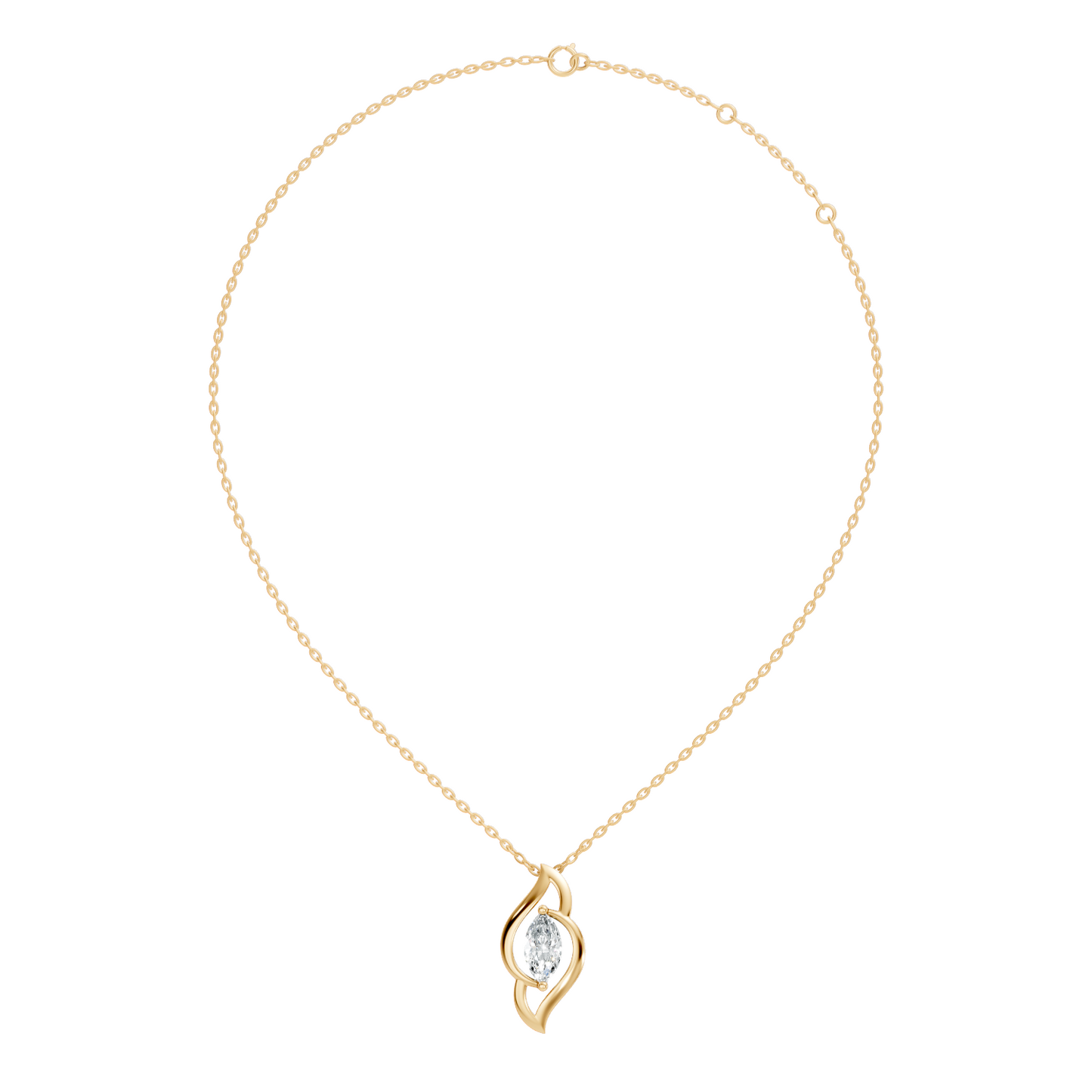 Labgrown Marquise Diamond Necklace Pendant 0.50 CT Solitaire Pendant Jewelry for Her - HIGHCARAT DIAMONDS