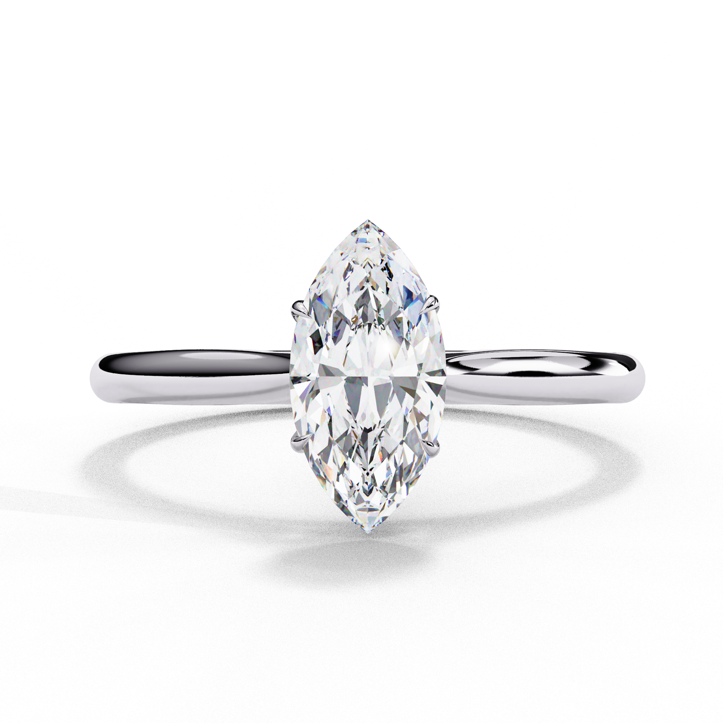 Marquise Cut Lab Grown Diamond Solitaire Ring in polished white gold