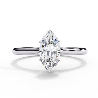 Marquise Cut Lab Grown Diamond Solitaire Ring in polished white gold