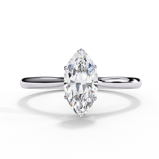 Marquise Cut Lab Grown Diamond Solitaire Ring in polished white gold