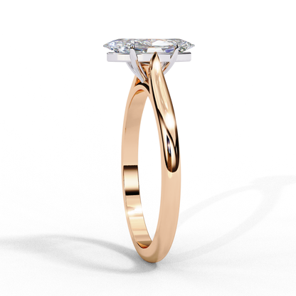 Side profile of marquise cut lab grown diamond solitaire ring