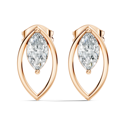 Women's 14K Gold Marquise Solitaire Diamond Stud Earrings Colorless Elegance - HIGHCARAT DIAMONDS