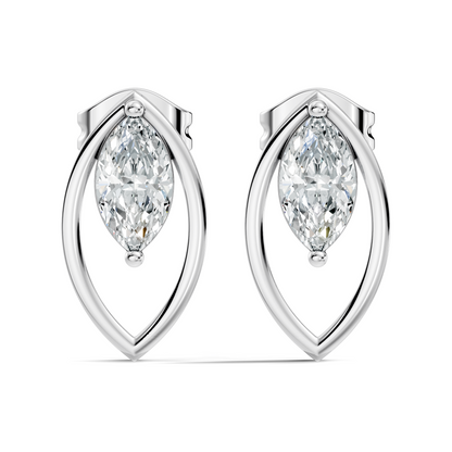 Women's 14K Gold Marquise Solitaire Diamond Stud Earrings Colorless Elegance - HIGHCARAT DIAMONDS