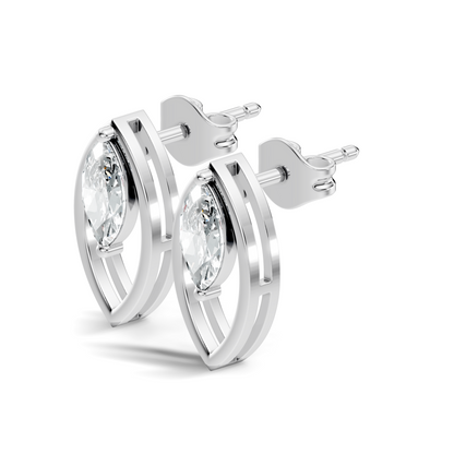 Women's 14K Gold Marquise Solitaire Diamond Stud Earrings Colorless Elegance - HIGHCARAT DIAMONDS