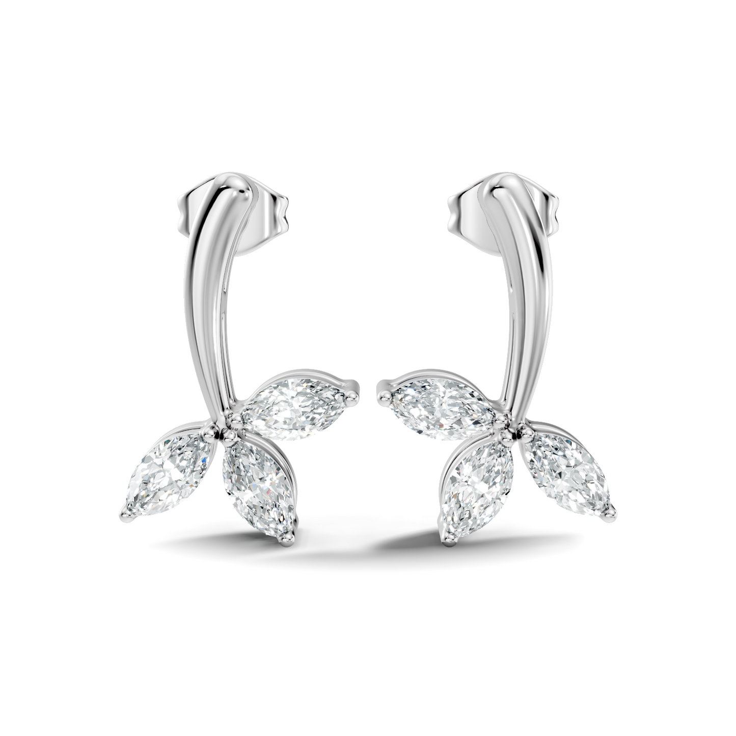 14k Solid rose Gold Marquise Shape Lab Grown Diamond Dazzling Elegance Diamond Earrings For Her - HIGHCARAT DIAMONDS