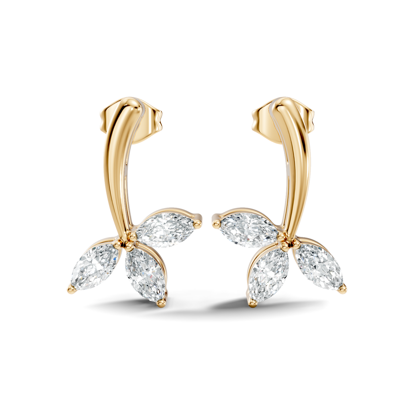 14k Solid rose Gold Marquise Shape Lab Grown Diamond Dazzling Elegance Diamond Earrings For Her - HIGHCARAT DIAMONDS