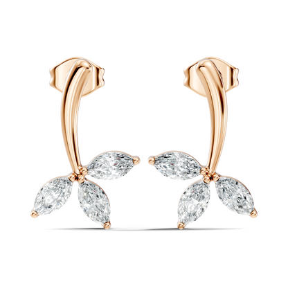 14k Solid rose Gold Marquise Shape Lab Grown Diamond Dazzling Elegance Diamond Earrings For Her - HIGHCARAT DIAMONDS