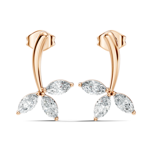 14k Solid rose Gold Marquise Shape Lab Grown Diamond Dazzling Elegance Diamond Earrings For Her - HIGHCARAT DIAMONDS