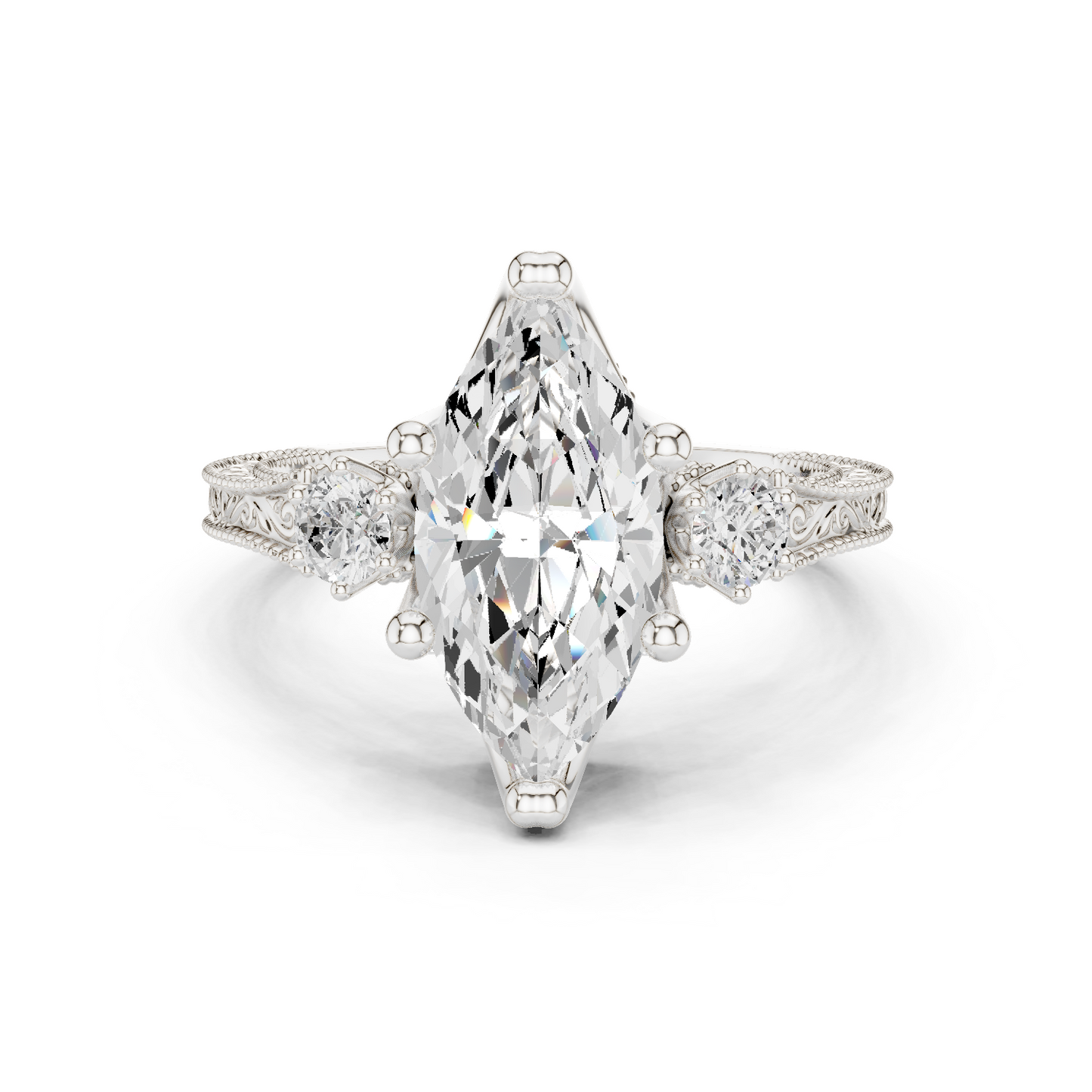 Marquise Shapes Labgrown Diamond 14k Solid Gold  Wedding Bridal Set Three Stone  Ring For women's - HIGHCARAT DIAMONDS